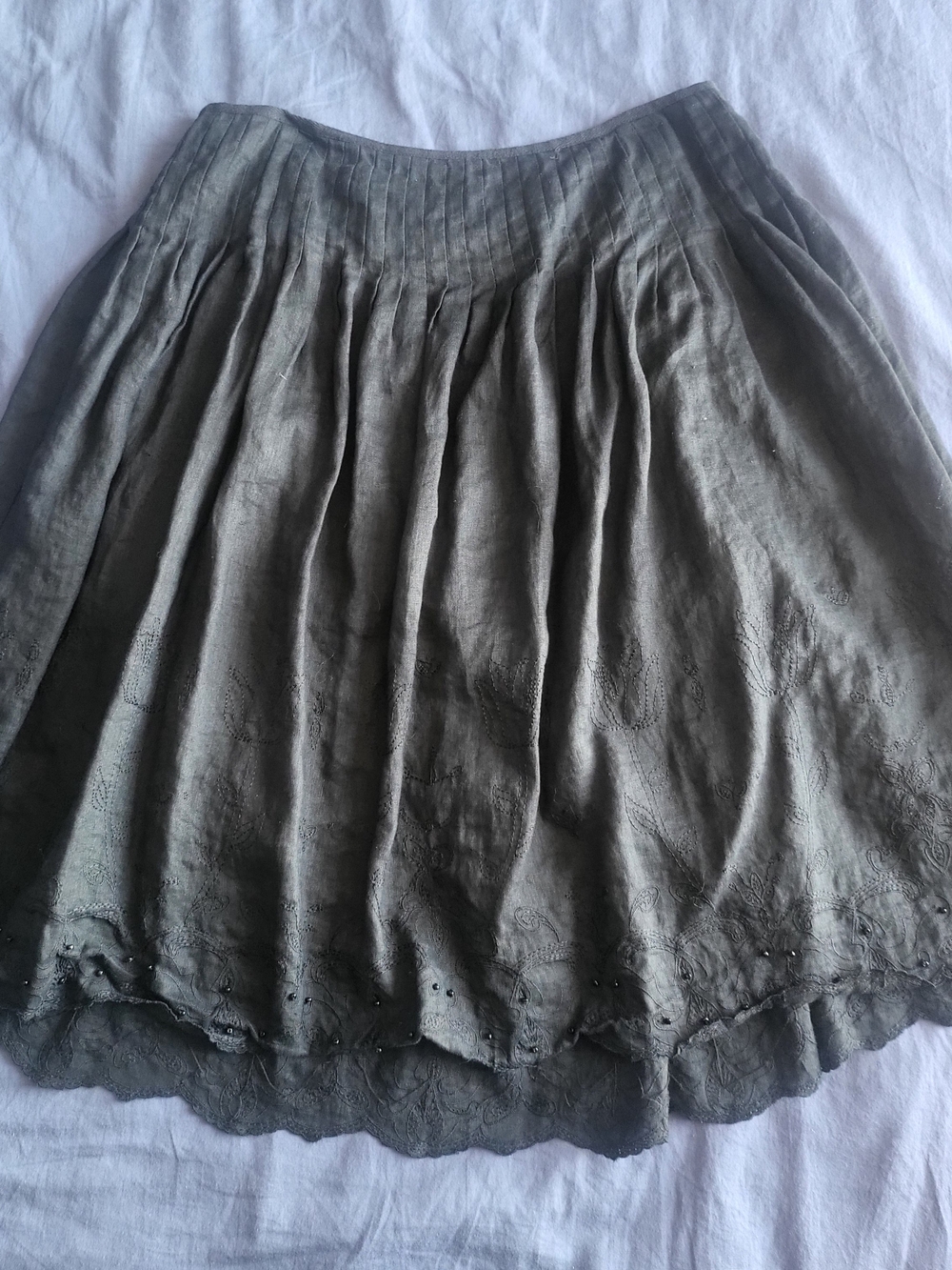 Peter Nygard Black Pleated Linen Skirt